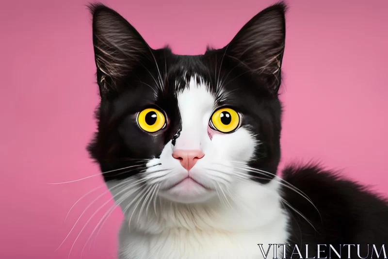 Stunning Black Cat Studio Portrait with Bold Color Blocks AI Image