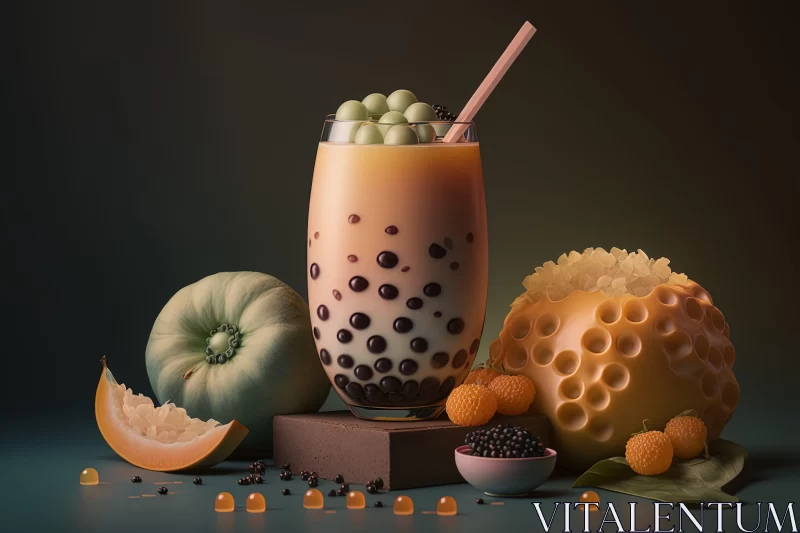 3D Chinese Tradition Inspired Food Scene with Halloween Theme AI Image