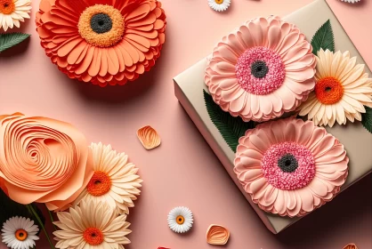 Photorealistic Paper Flowers Composition in Saturated Colors