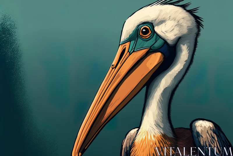 Polychrome Terracotta Pelican Illustration in 2D Game Art Style AI Image