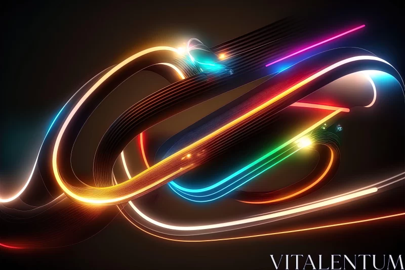 AI ART Abstract Neon Artwork with Colorful Curves and Light Reflections