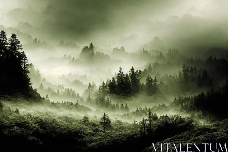 Misty Mountain - A Blend of Natural Beauty and Dreamy Landscapes AI Image