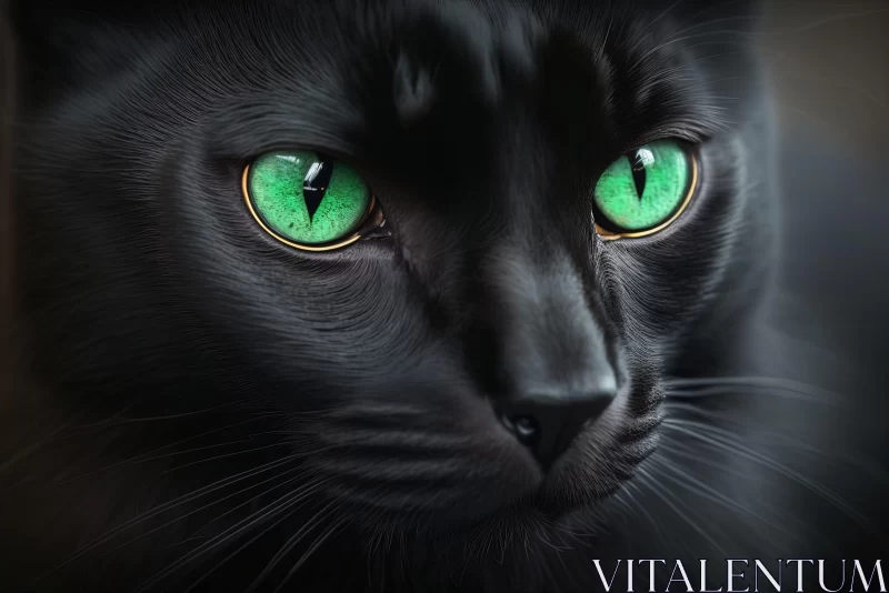 Black Cat Green Eyes: A Dark Fantasy Portrait AI Image