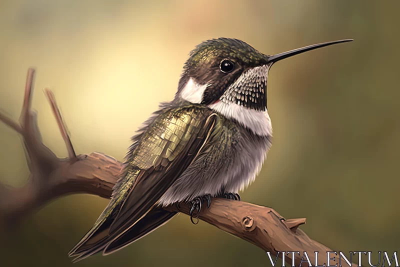 Detailed Realistic Hummingbird Illustration AI Image