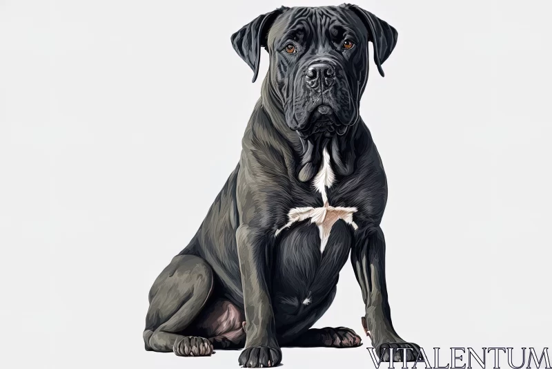 Black Dog on White Background in Realistic Style AI Image