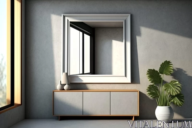 Minimalist Interior Design with Window and Mirror AI Image