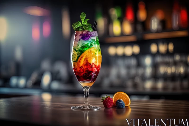 Rainbow Cocktail: A Photorealistic Still Life AI Image