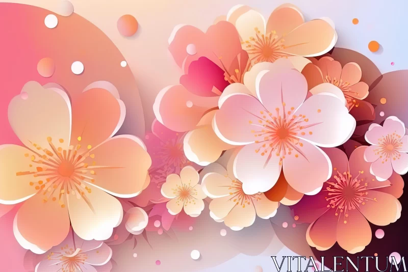 Artful Cherry Blossoms with Paper Art Backdrop AI Image