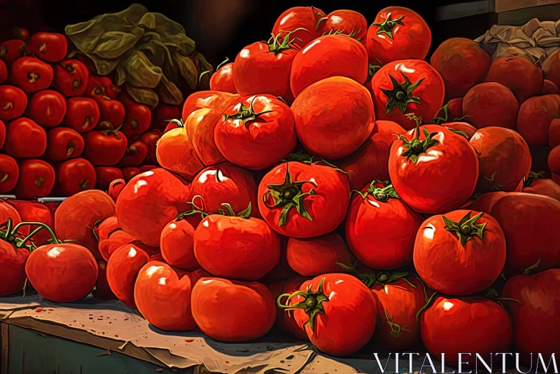 Artistic Representation of Tomatoes in Historic Art Style AI Image