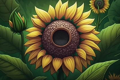 Sunflower Artwork: A Detailed Illustration in 2D Game Art Style