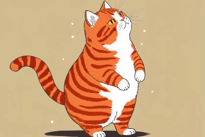 Charming Gigantic Orange Cat Illustration