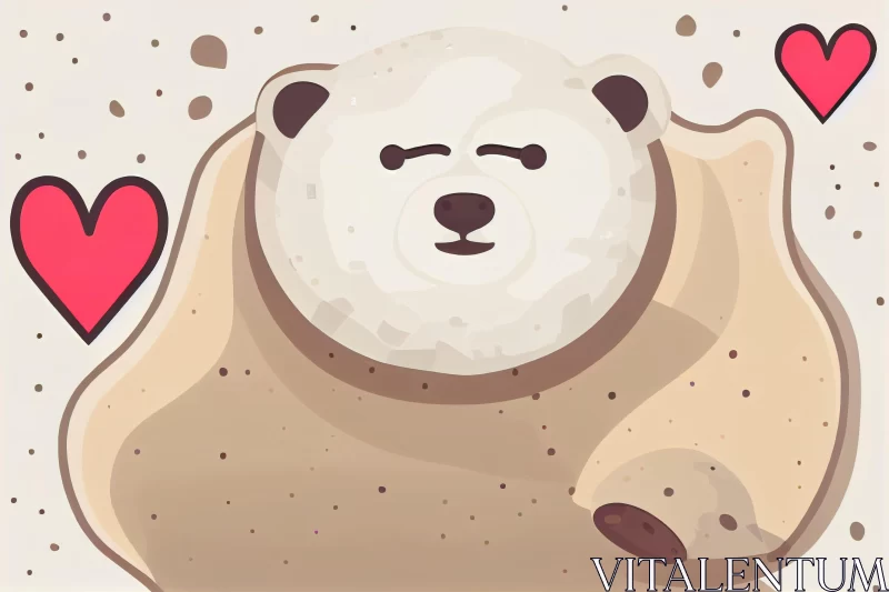 Joyful Polar Bear Holding Heart - Cartoonish Style Art AI Image