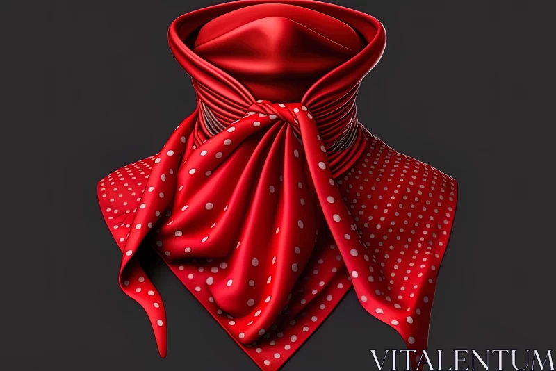 3D Model of a Red Polka Dot Scarf with Victorian Influence AI Image
