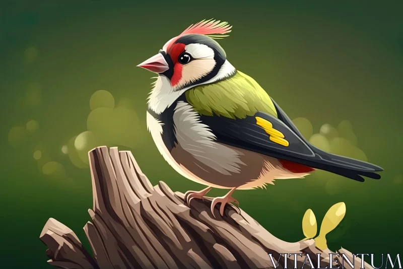 AI ART Character Design of Bird on Tree Stump - Traditional British Landscapes