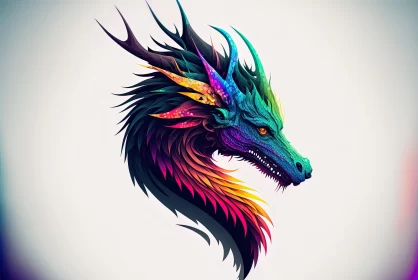 Colorful Dragon Portrait: A Fusion of Neonpunk and Caninecore