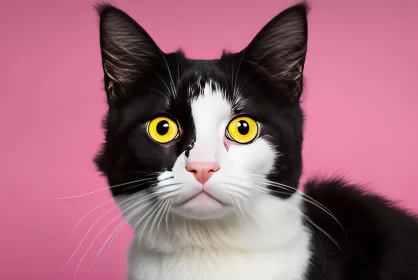 Stunning Black Cat Studio Portrait with Bold Color Blocks