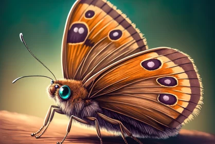 Detailed Cartoon Realism Butterfly Illustration AI Image