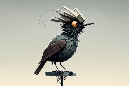 Futuristic Bird Illustration in Piratepunk Style