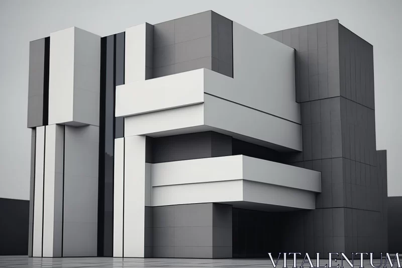 Minimalist Modern Building Design in Monochrome AI Image