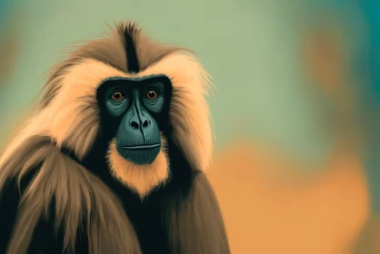 Minimalist Retouched Monkey Art - A Congo Art Masterpiece