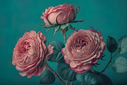 Pink Roses on Turquoise: A Baroque Fantasy