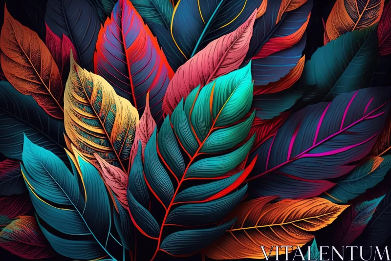 Colorful Palm Leaves - A Neo-Romantic Fantasy AI Image