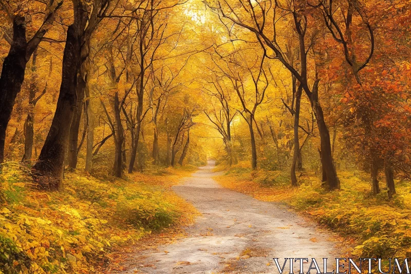 Mesmerizing Autumn Forest Dirt Road AI Image