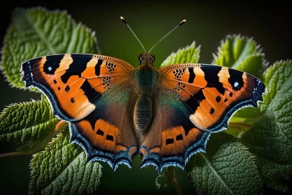 Orange Butterfly on Green Leaf - Nature's Artistry Captured