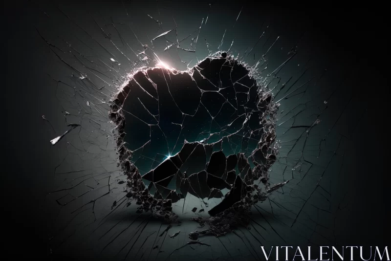 Shattered Reality: Broken Apple Window in Dark Background AI Image