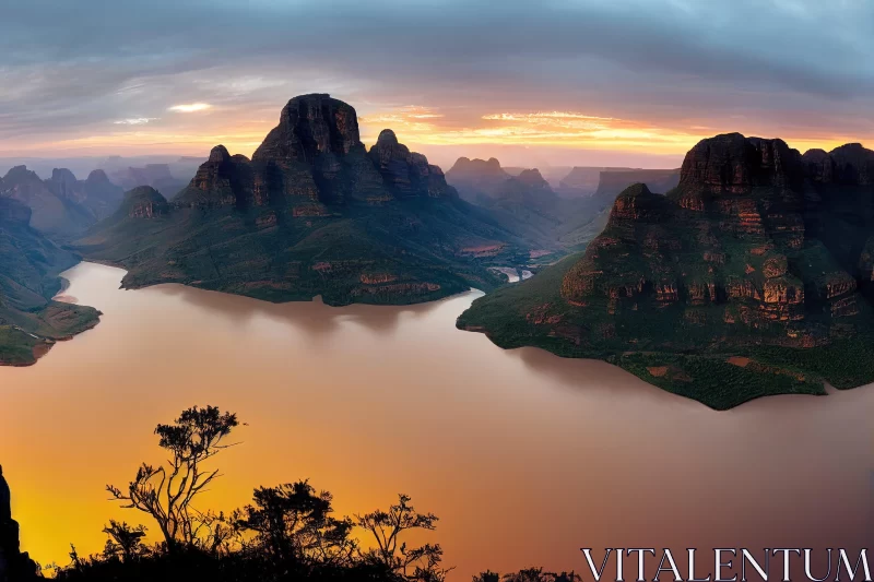 Sunset Panorama at Gilu Mountain: A Photographic Masterpiece AI Image