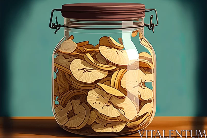 Cartoonish Neo-Pop Art - Jar of Fresh Apple Chips AI Image