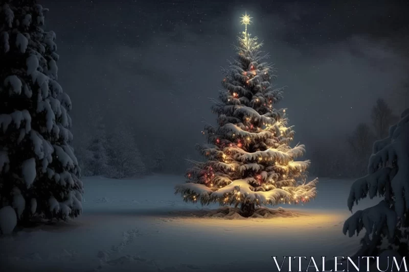 Dreamy Night Christmas Tree - A Holiday Masterpiece AI Image
