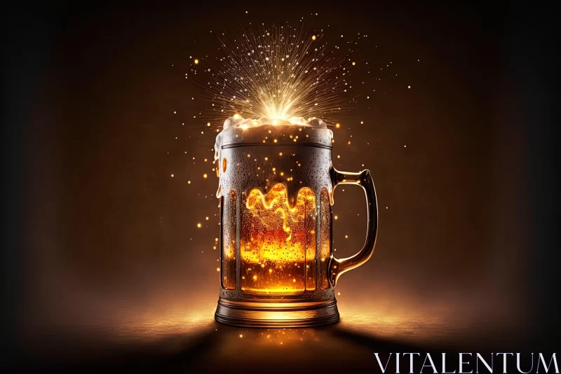 Fiery Beer Mug - A Blend of Realism and Fantasy AI Image