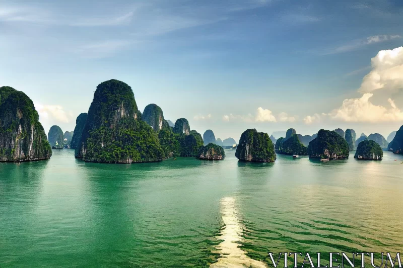 Halong Bay - A Naturalistic Landscape of Vietnam AI Image