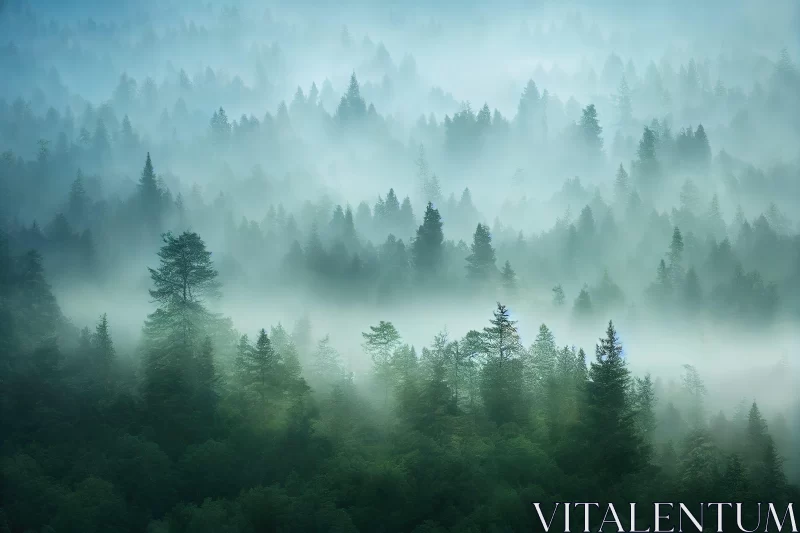 Misty Forest Landscape - A Mesmerizing Colorscape of Nature AI Image