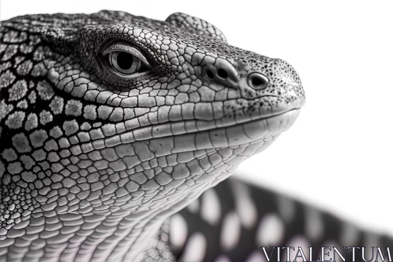 Black and White Lizard Craftsmanship: Eco-friendly Pointillism Art AI Image