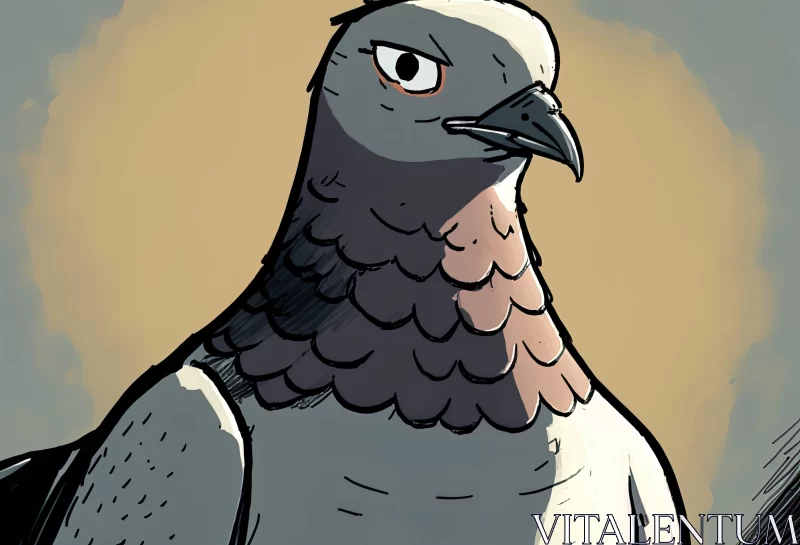 Graphic Novel Style Pigeon Artwork: A Study in Muted Colors and Detail AI Image