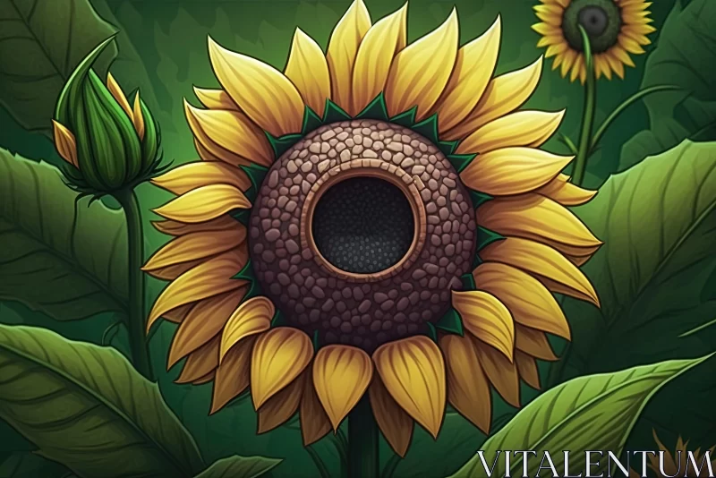 Sunflower Artwork: A Detailed Illustration in 2D Game Art Style AI Image