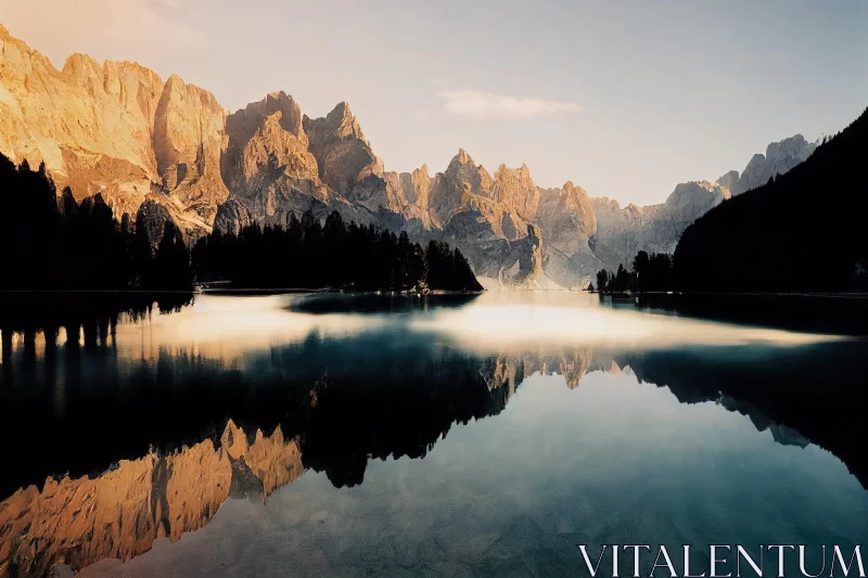 Sunrise Reflection on Mountain Lake - Italian Landscapes AI Image