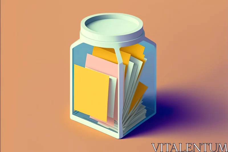 AI ART Abstract 3D Rendering of Jar Full of Papers