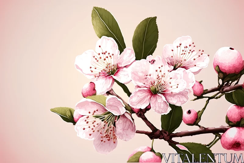 Hand-painted Spring Cherry Blossoms - Romantic and Realistic AI Image