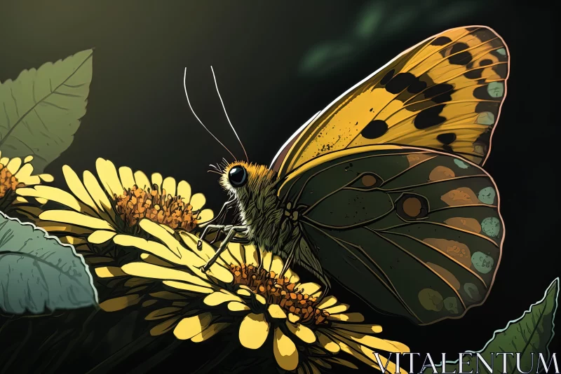 Manga-Style Butterfly Illustration: A Fusion of Nature and Art AI Image