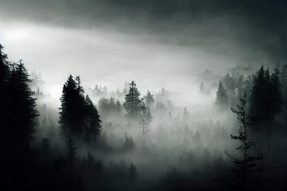 Fog Filled Forest - A Contrast of Light and Dark