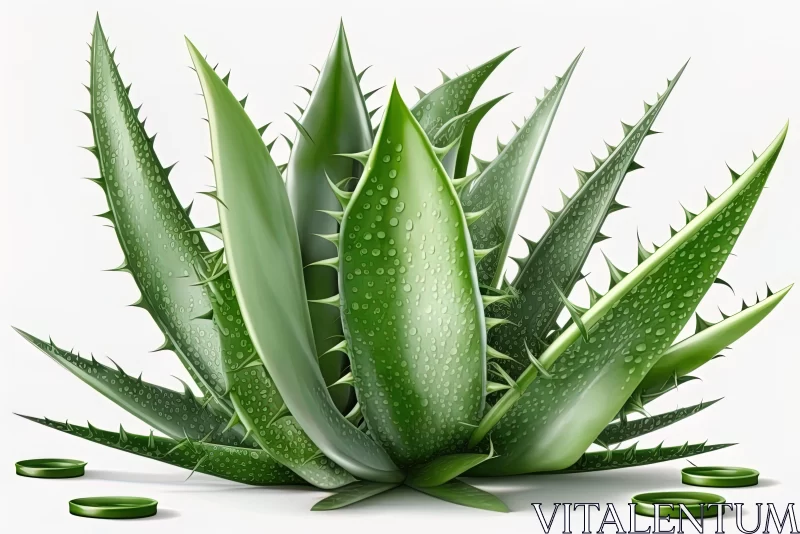 Aloe Vera Illustration: A Realistic Rendering on a White Background AI Image