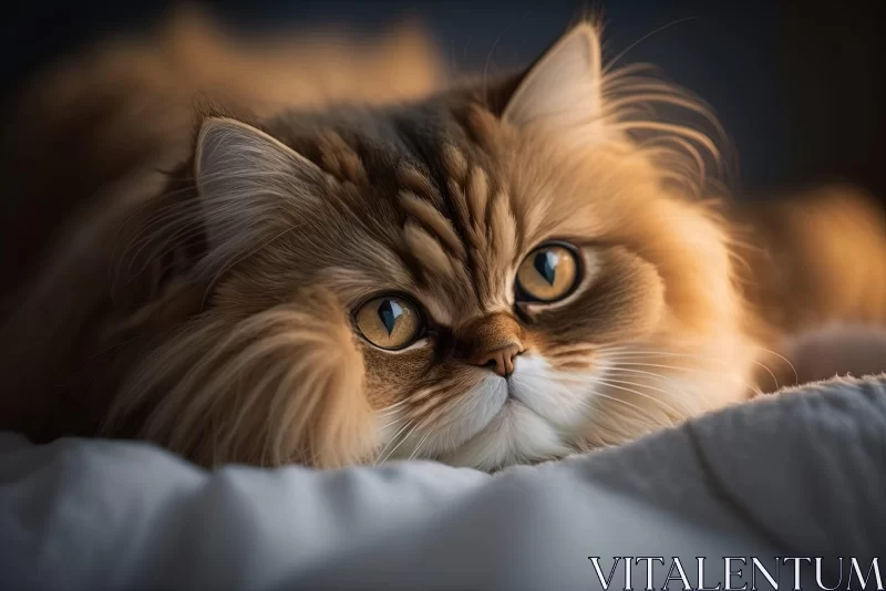 Elegant Persian Cat Portrait in Soft Lighting AI Image