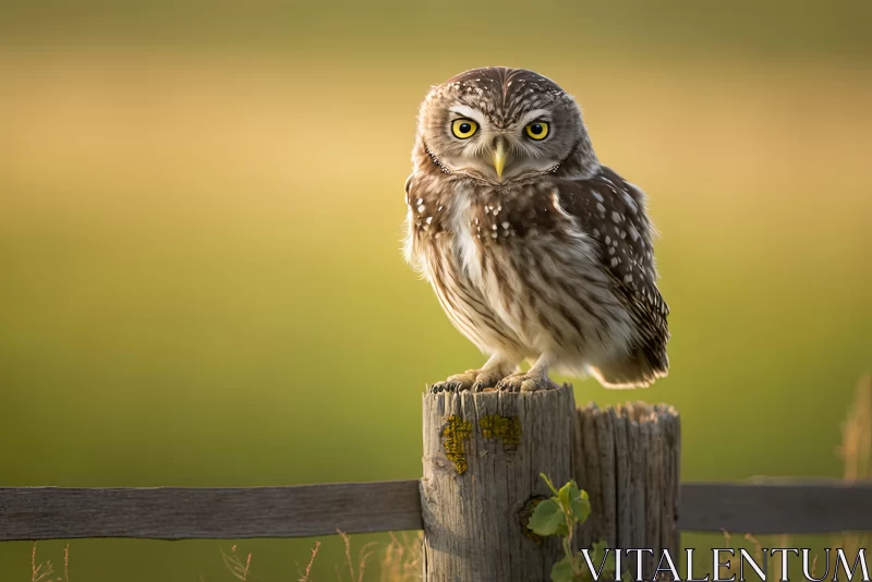 Captivating Owl Perched on Fence in Traditional British Landscape AI Image