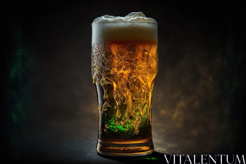 AI ART Stylized Beer Glass on Dark Background - Fluid Formation