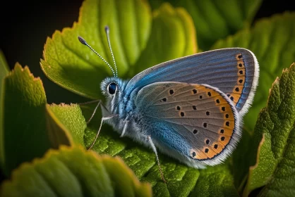 Blue Butterfly on Leaf - A Study in Natural Detailing