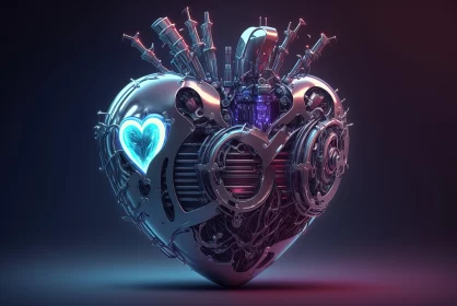 Mechanical Heart in Futuristic Fantasy Style AI Image
