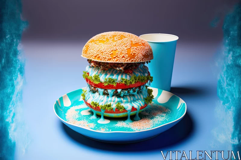 Surreal Monster Burger: A Photorealistic Composition AI Image